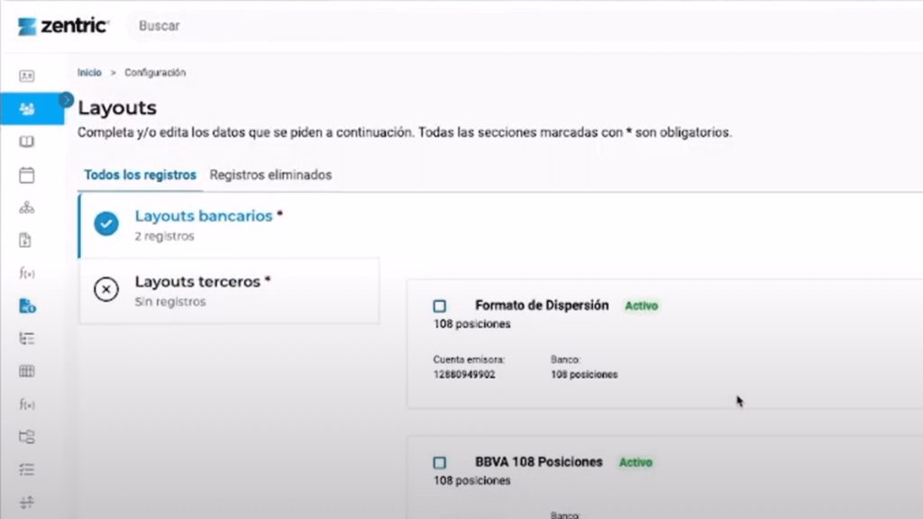 layout bancario zentric