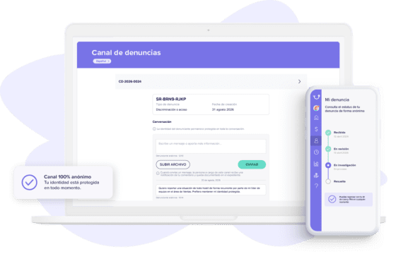 Canal de denuncias de Runa en laptop y celular