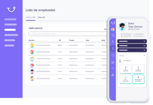 Pantalla de lista de empleados en plataforma Runa