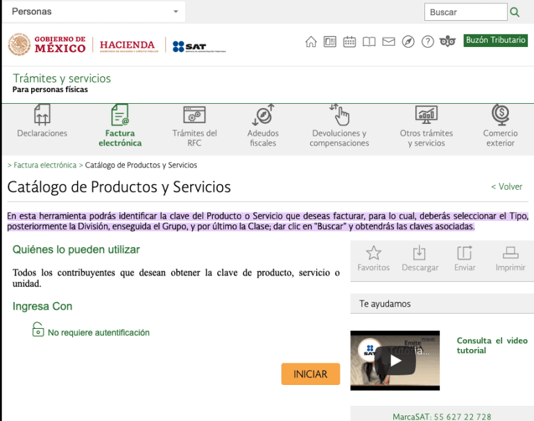 catalogo sat
