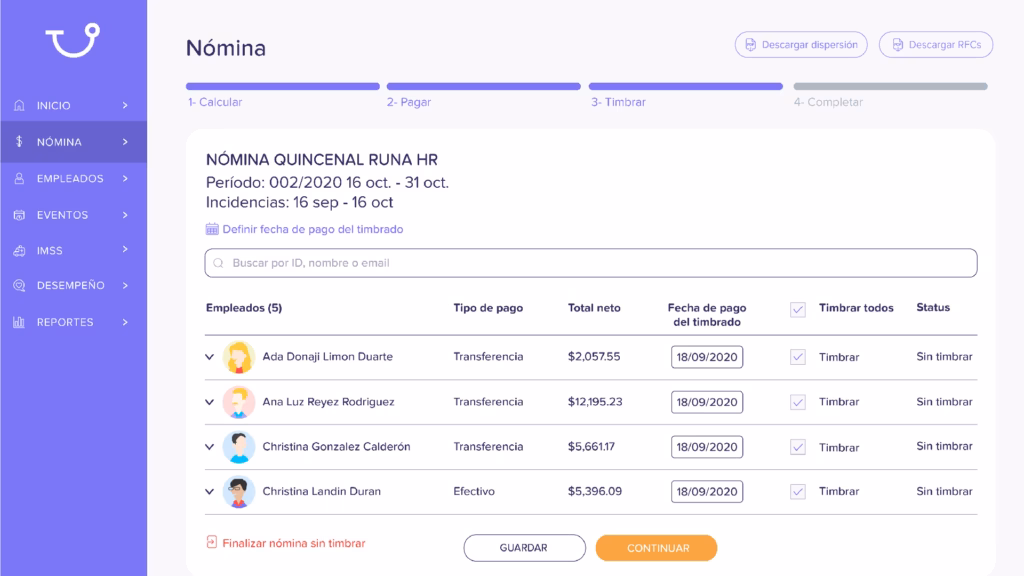 timbrado de nomina runa