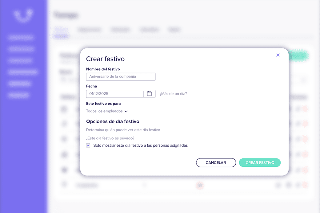 Crear festivos personalizados
