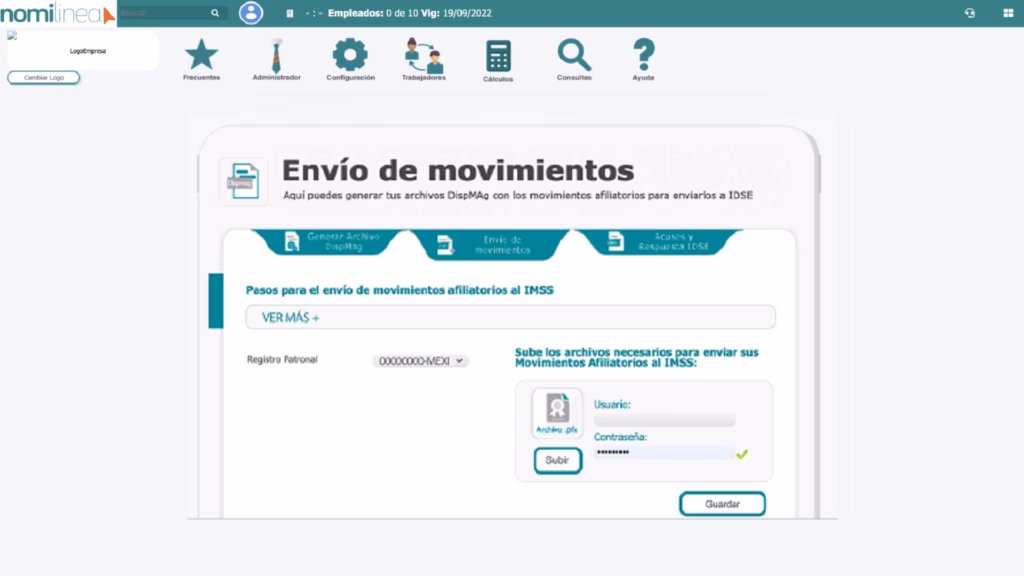 envio de movimientos afiliatorios nomilinea